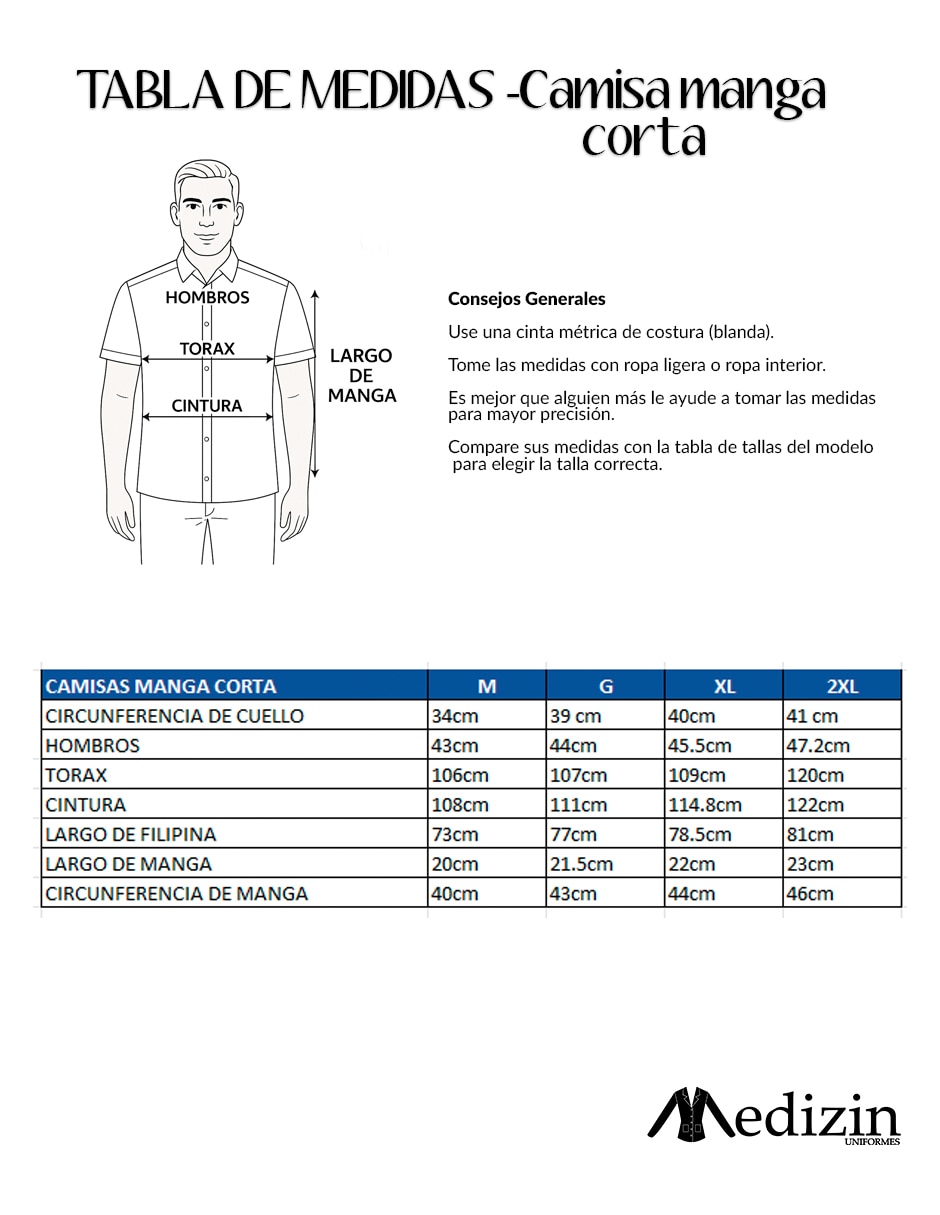 Camisa business casual Medizin uniformes manga corta para hombre