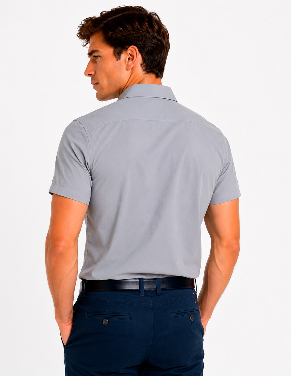 Camisa business casual manga corta para hombre 4