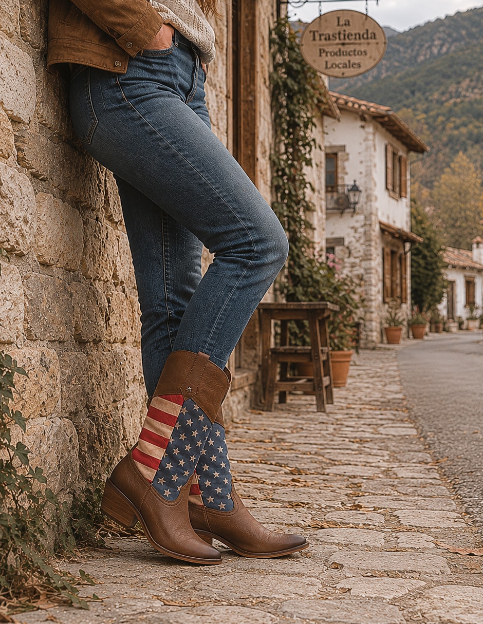 Bota cowboy media pierna jossefina carranza de piel para mujer