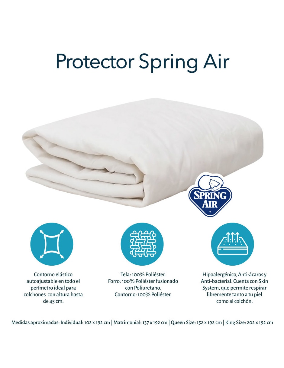 Protector de colchón Spring Air Ultra Softy Frosty acolchado impermeable