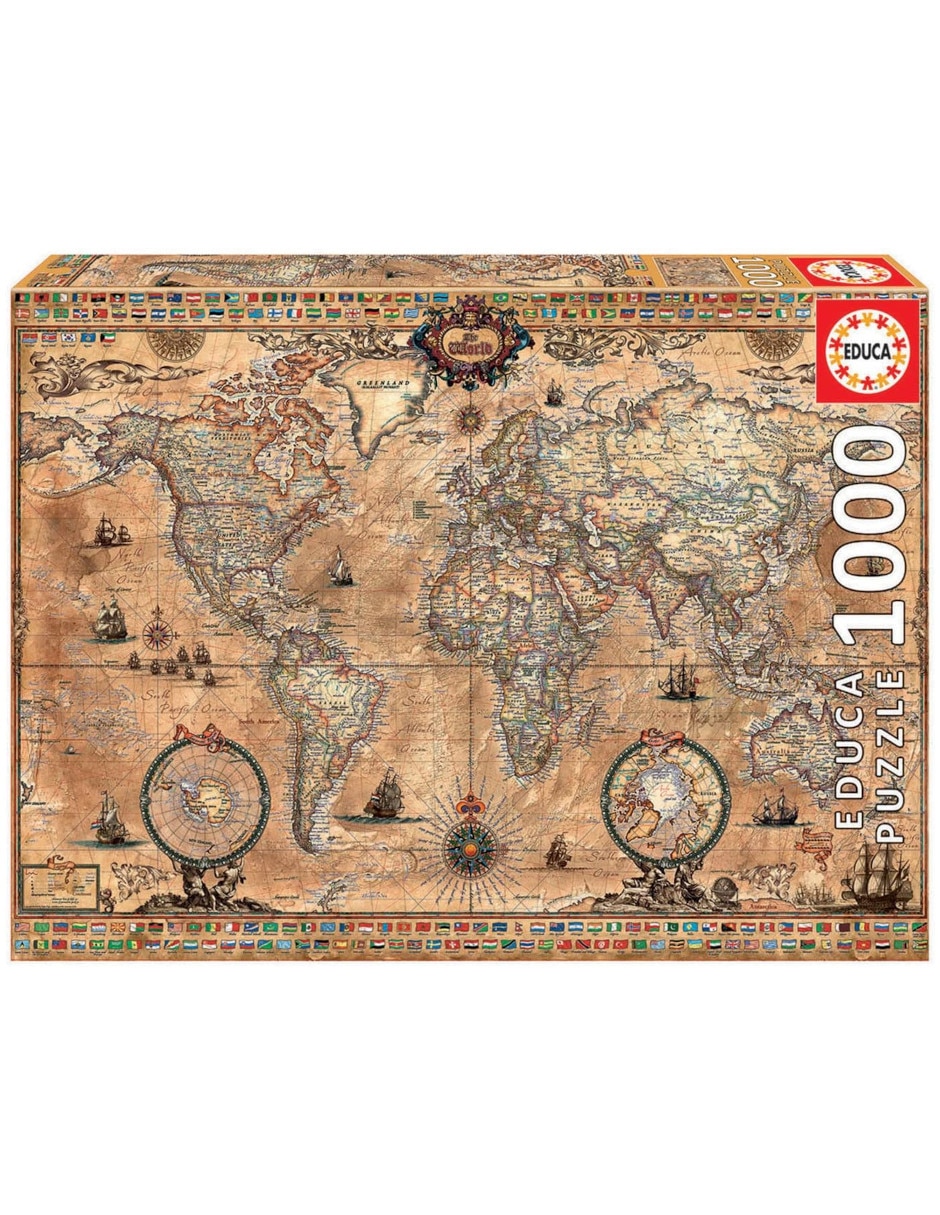 Rompecabezas mapa del mundo antiguo mapamundi educa 1000 piezas