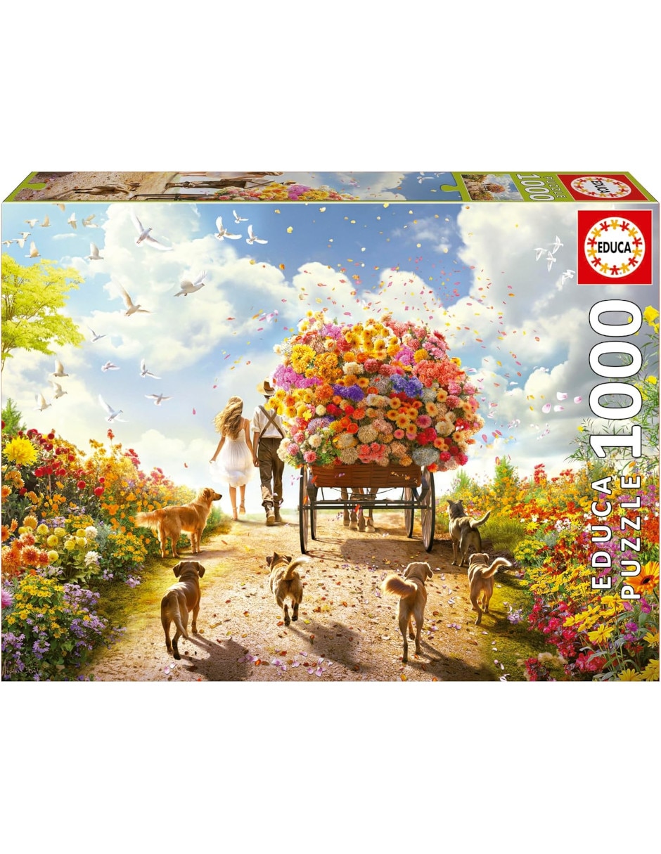 Rompecabezas Flores carro de flores Educa 1000 piezas