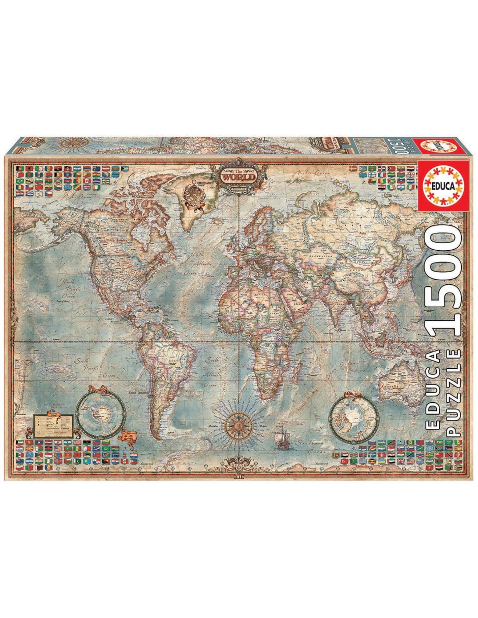 Rompecabezas Mapamundi Político Mapa del Mundo 1500 piezas