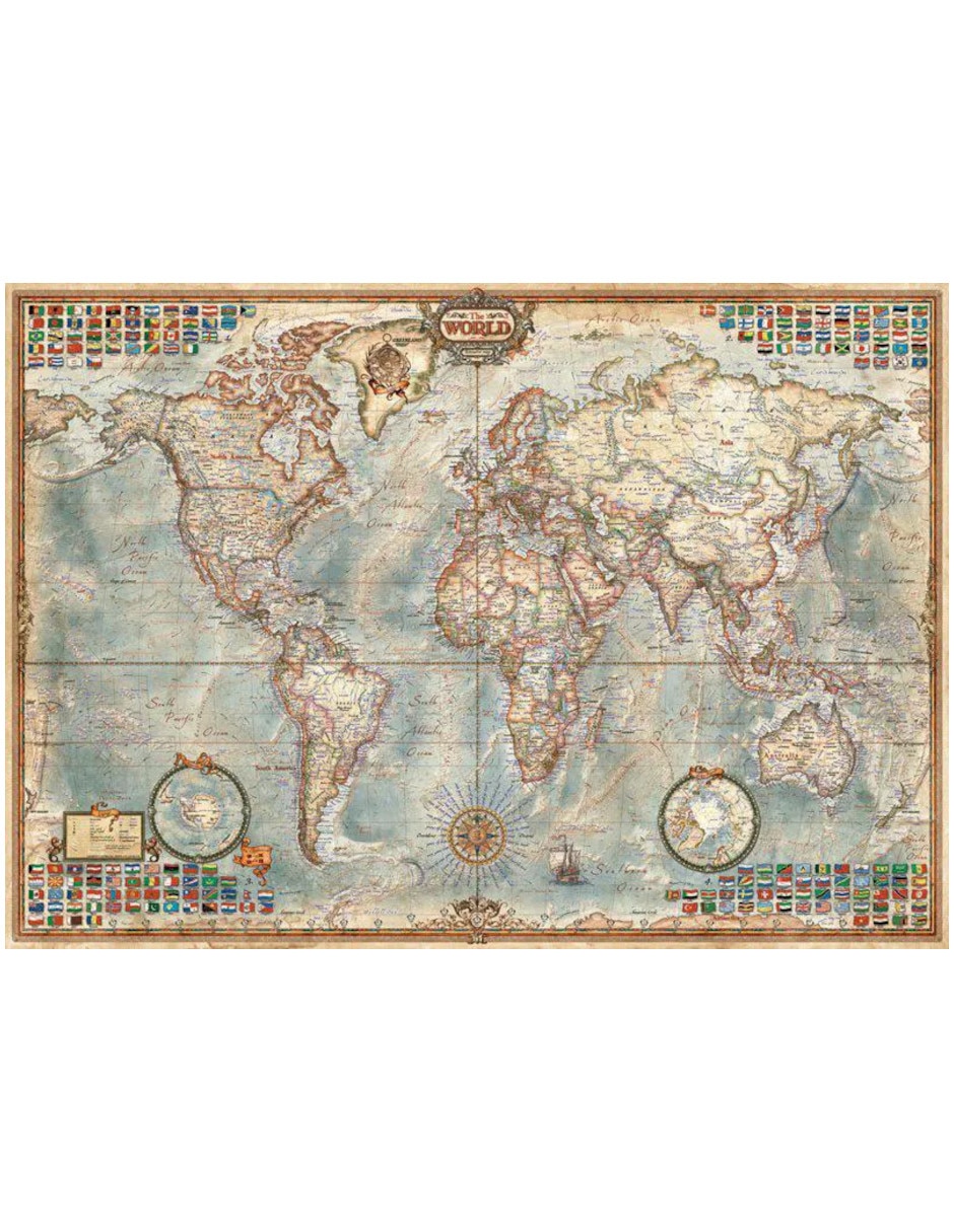 Rompecabezas Mapamundi Político Mapa del Mundo 1500 piezas 2