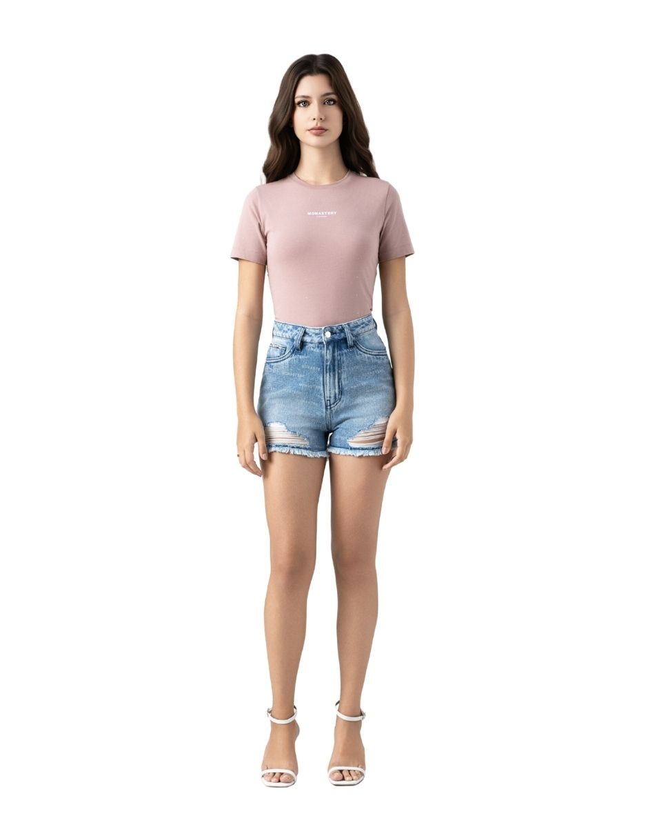 Playera manga corta Monastery Couture Horsebeat cuello redondo para mujer