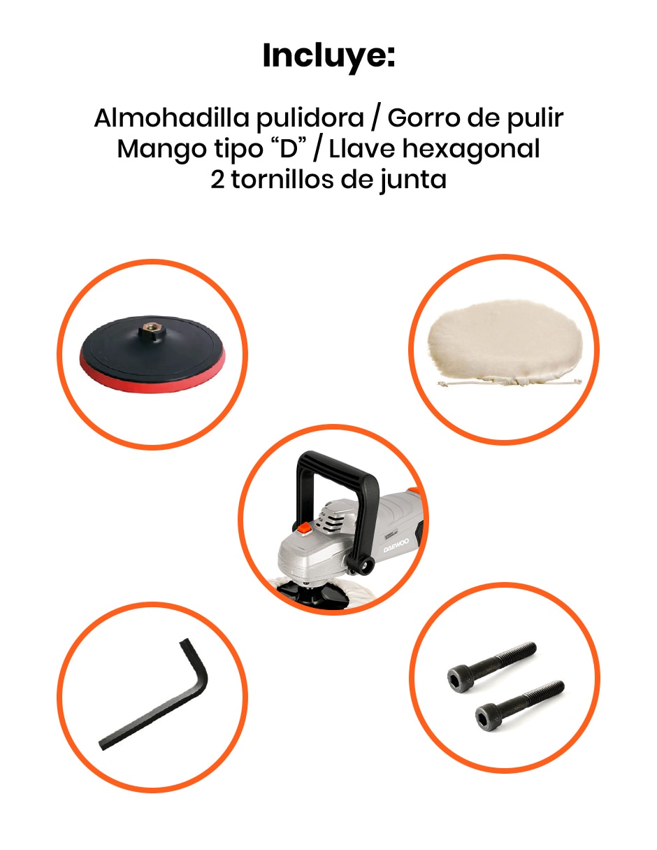 Pulidora Orbital Daewoo DACP1400 1400 W