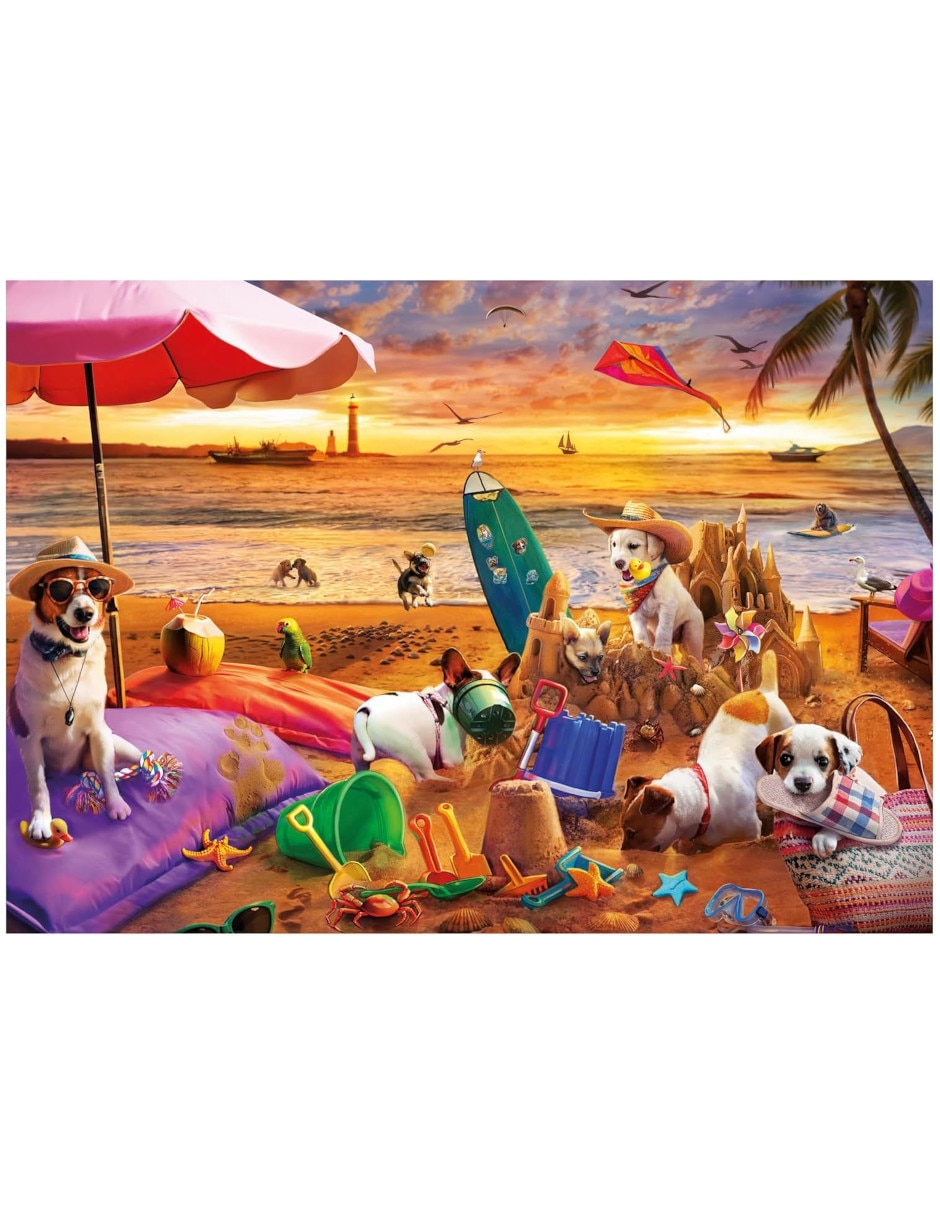 Rompecabezas Perritos perros jugando playa Educa 1000 piezas