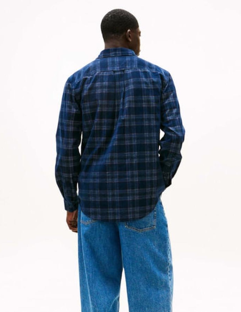 Camisa casual Tommy Jeans de algodón manga larga para hombre