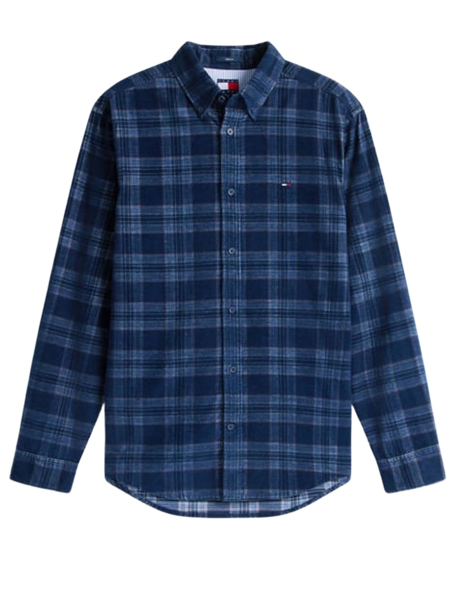 Camisa casual Tommy Jeans de algodón manga larga para hombre