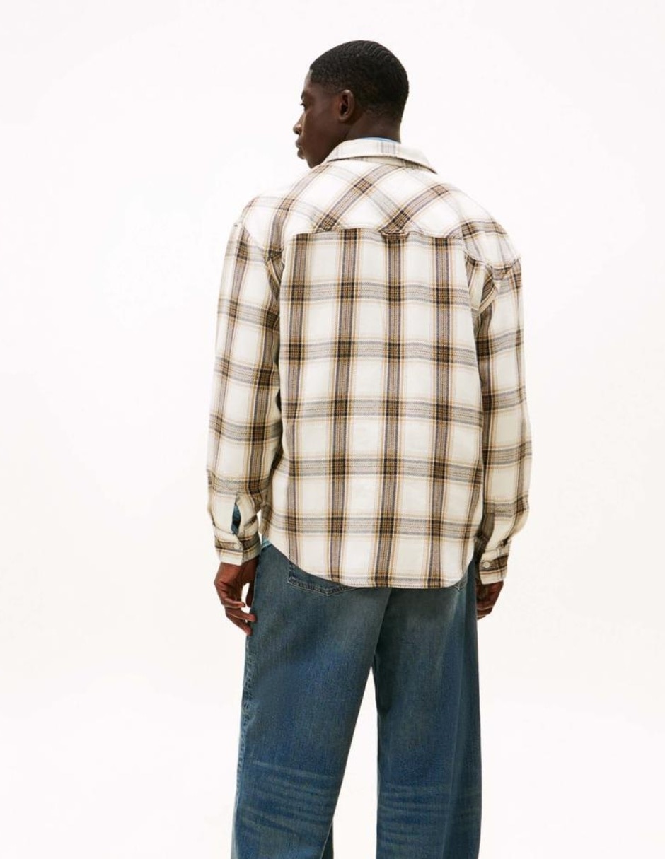 Camisa casual Tommy Jeans de algodón manga larga para hombre