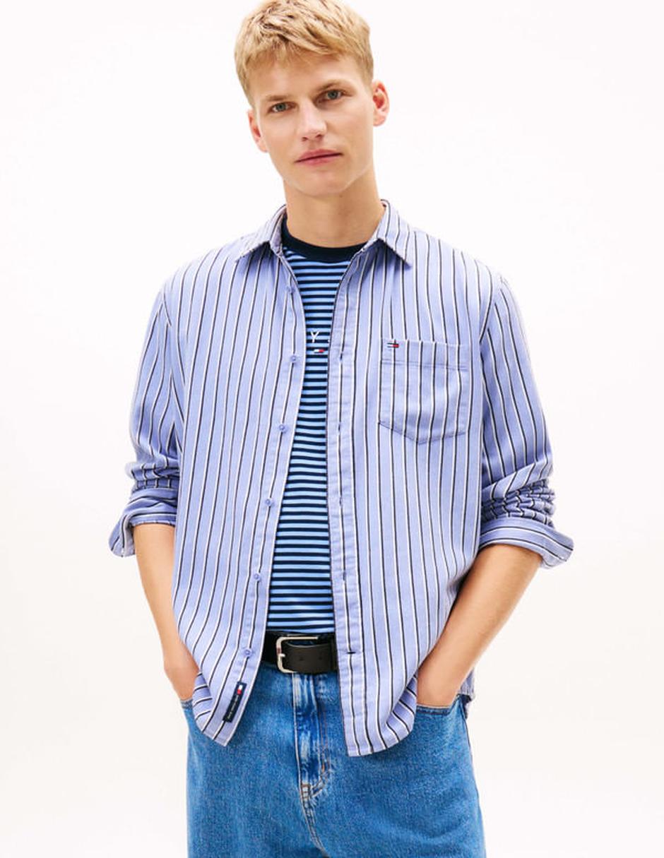 Camisa casual algodón manga larga para hombre