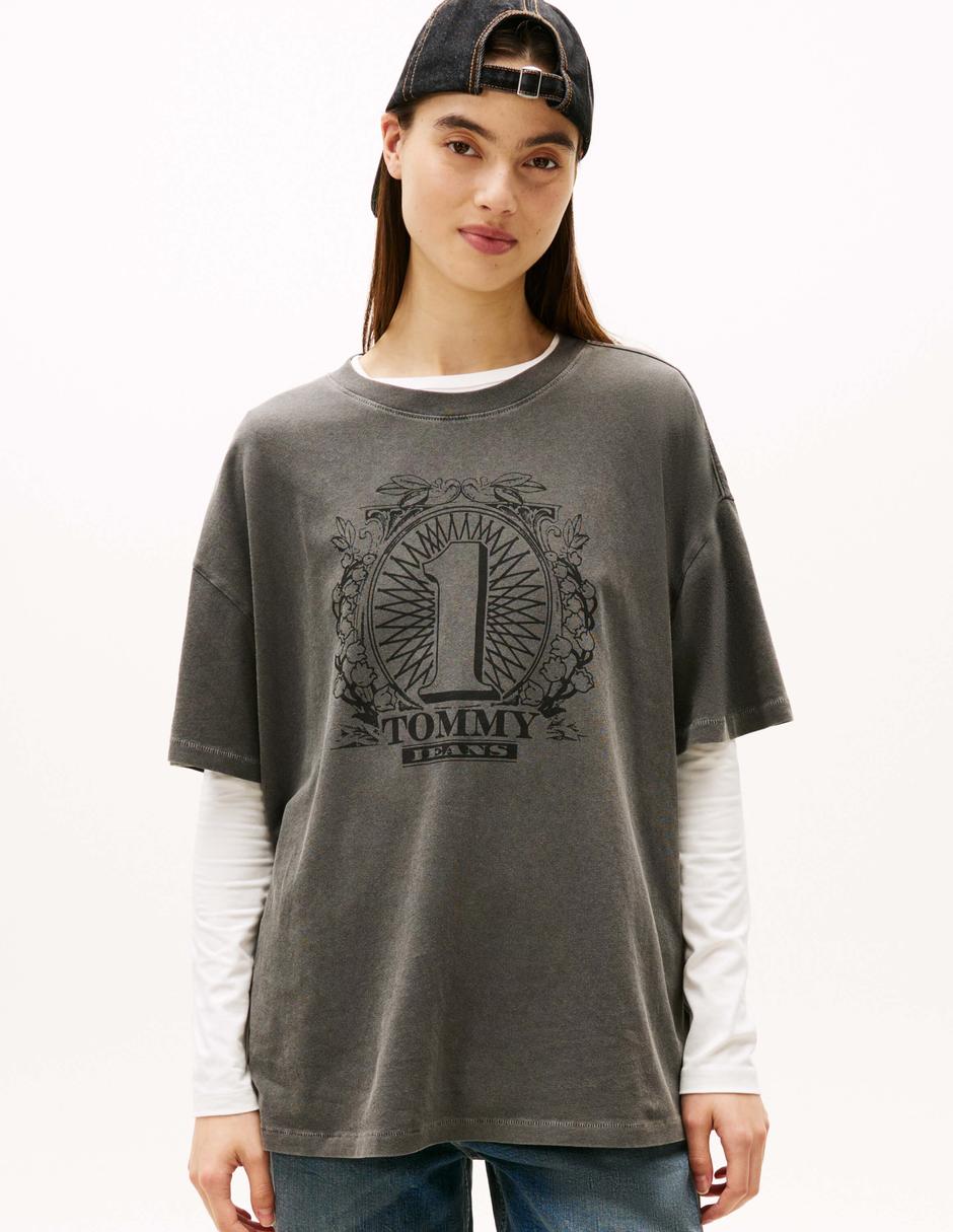 Playera manga corta Tommy Jeans cuello redondo para mujer