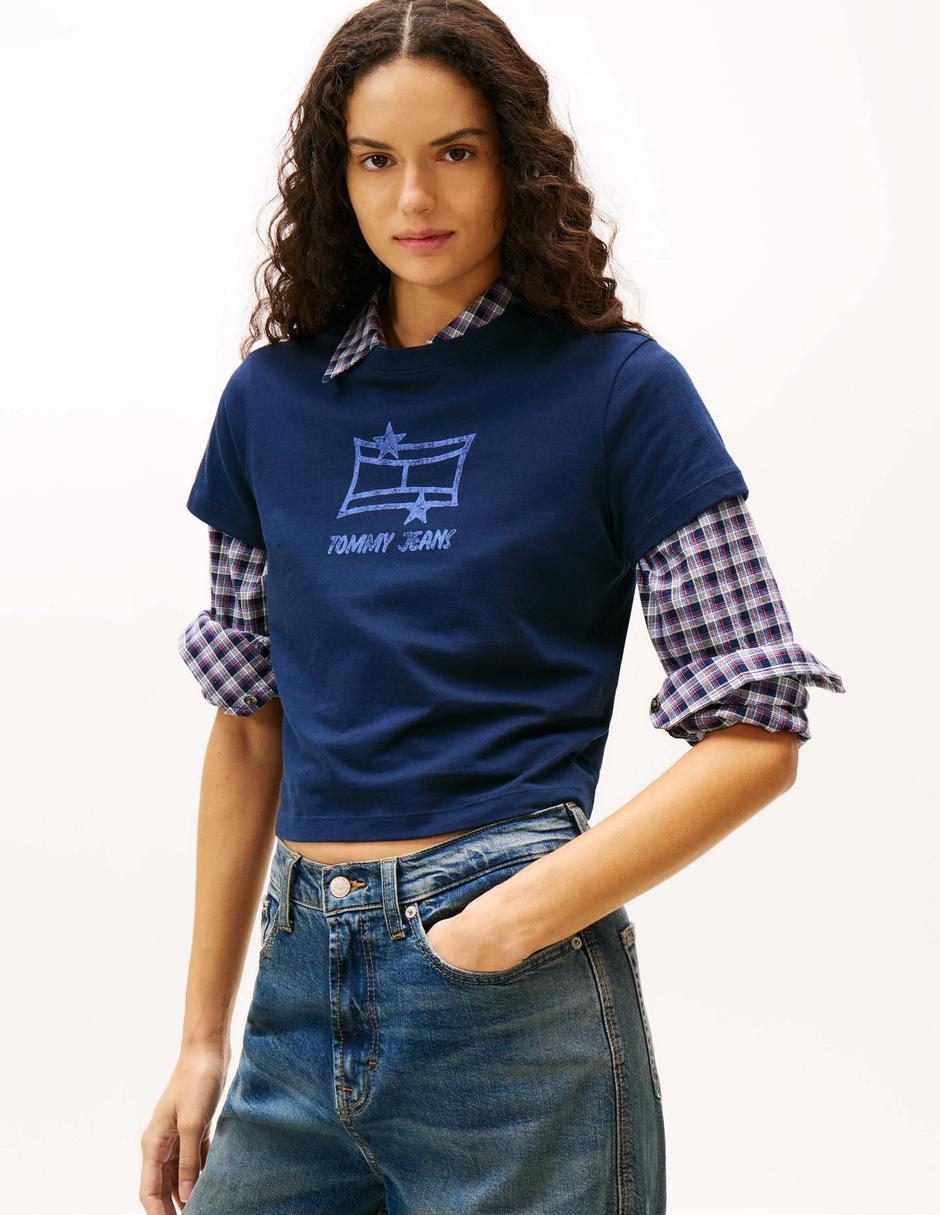 Playera manga corta cuello redondo para mujer