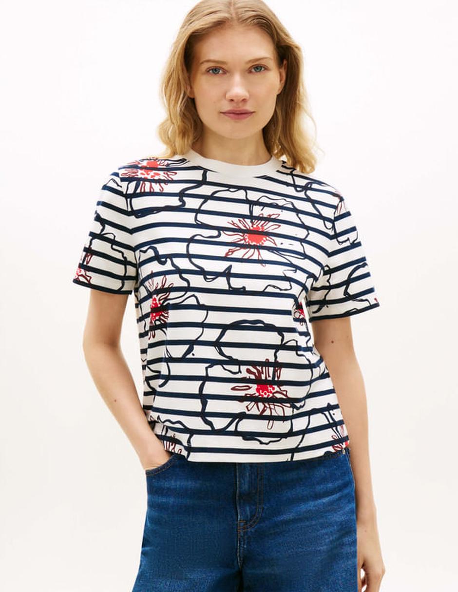 Playera manga corta cuello redondo para mujer