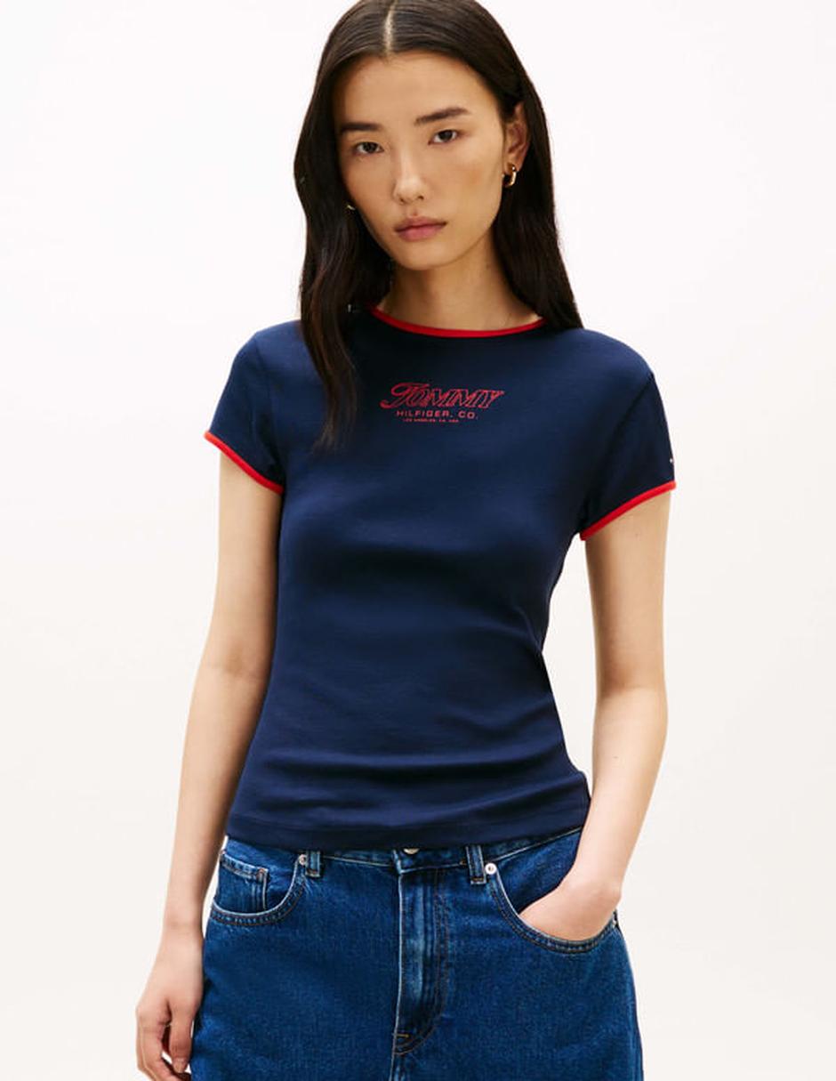 Playera manga corta cuello redondo para mujer