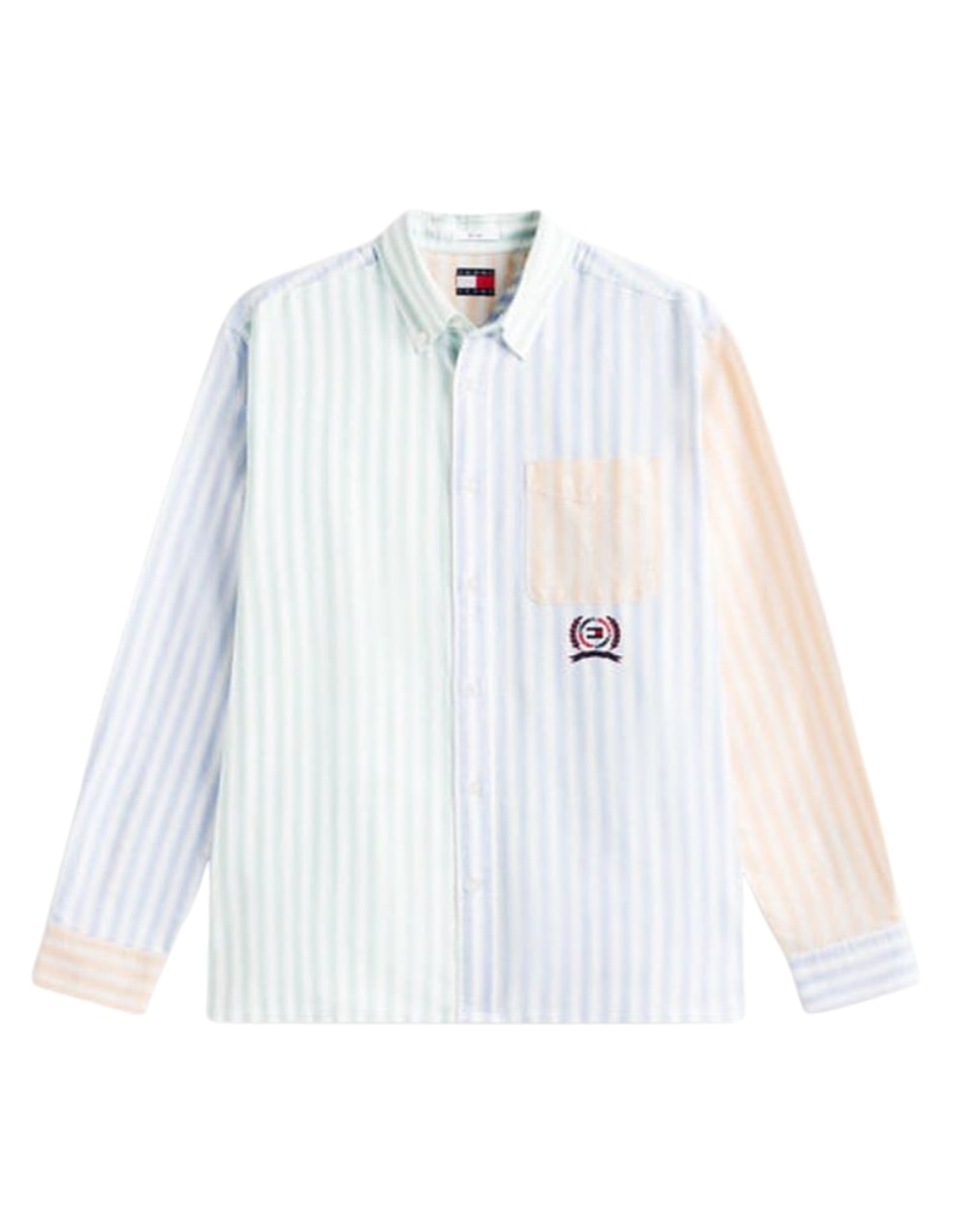 Camisa casual Tommy Jeans de algodón manga larga para hombre