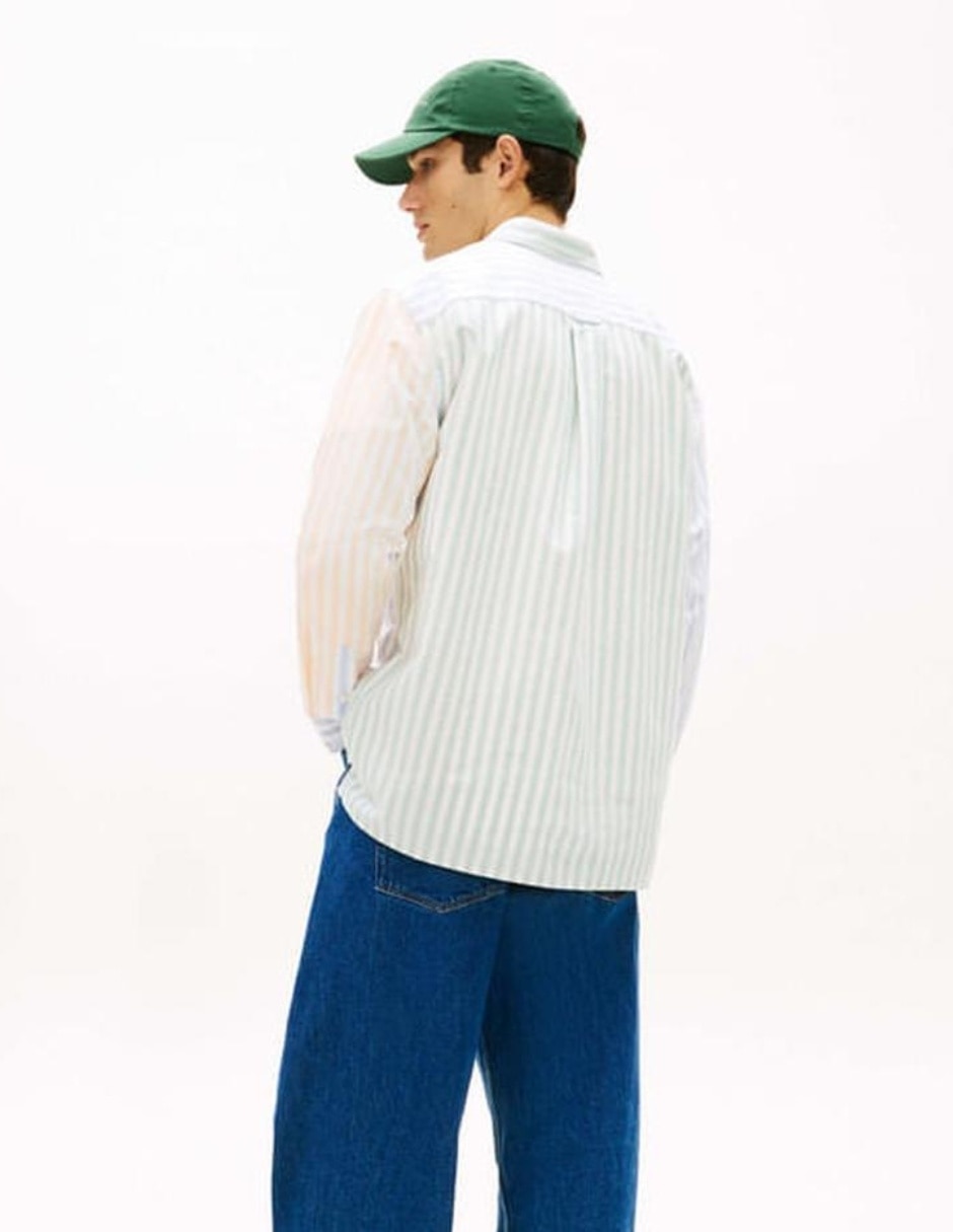 Camisa casual Tommy Jeans de algodón manga larga para hombre