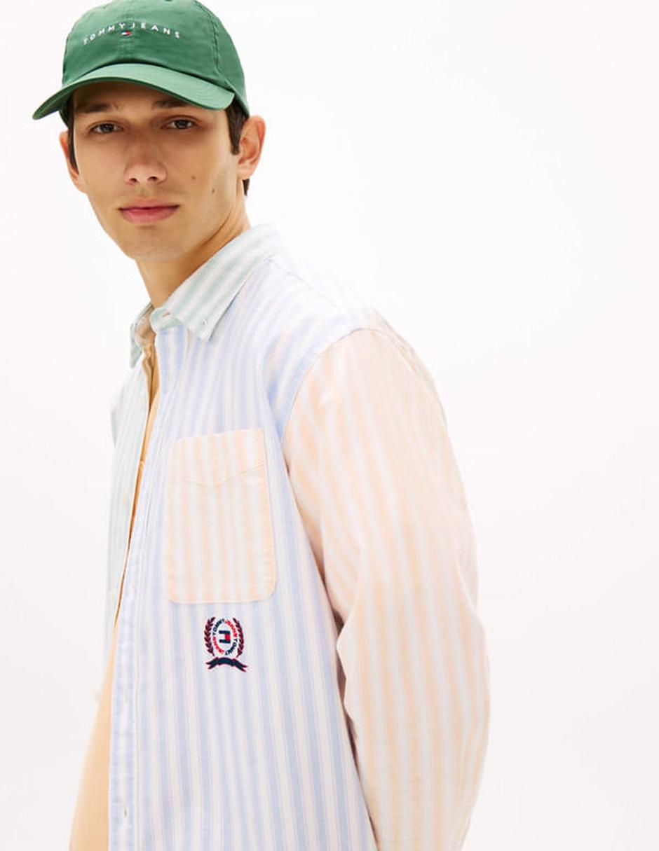 Camisa casual Tommy Jeans de algodón manga larga para hombre