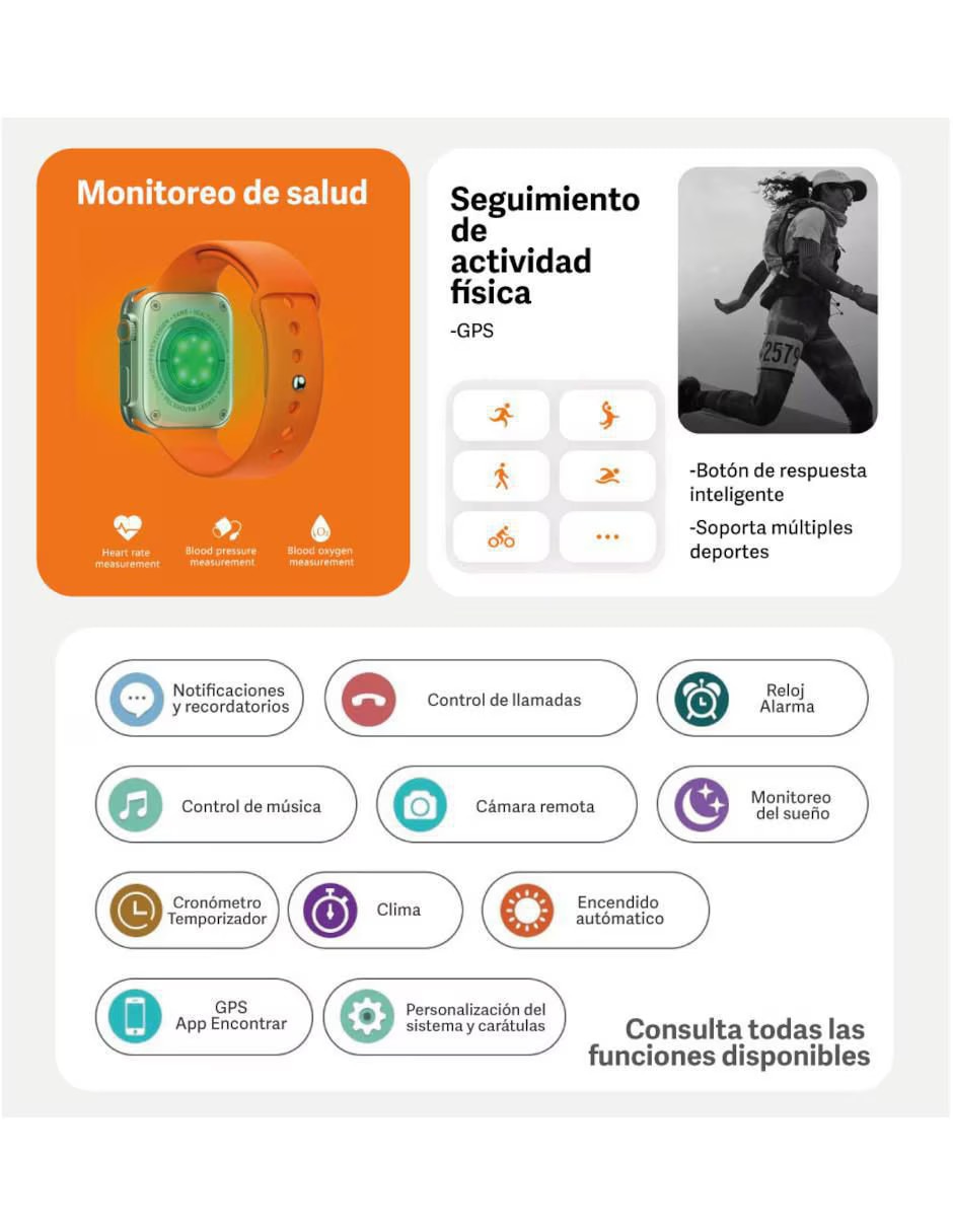 Smartwatch Mobest Serie 10 unisex con GPS