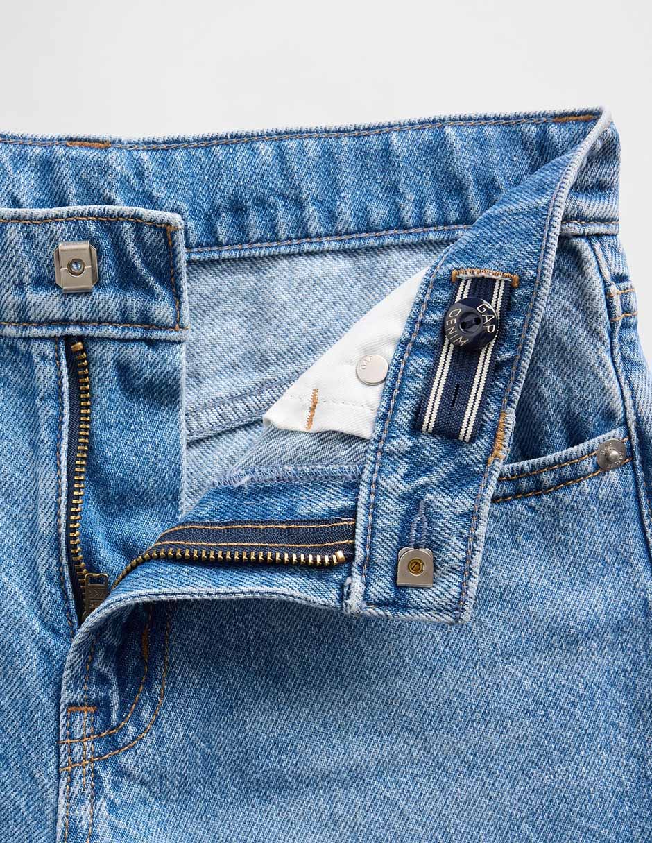 Jeans wide leg lavado medio para niña