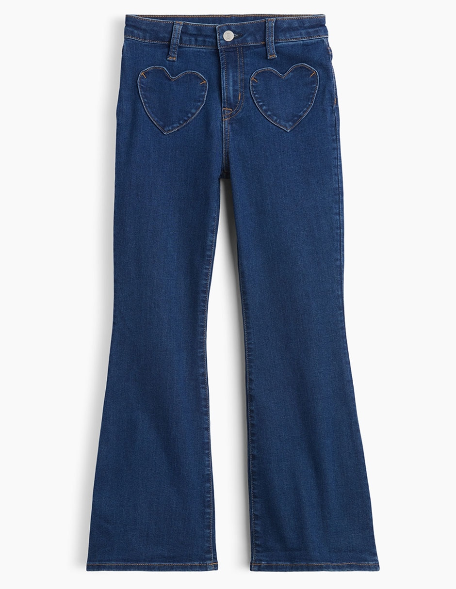 Jeans flare lavado obscuro para niña Jeans flare lavado obscuro para niña