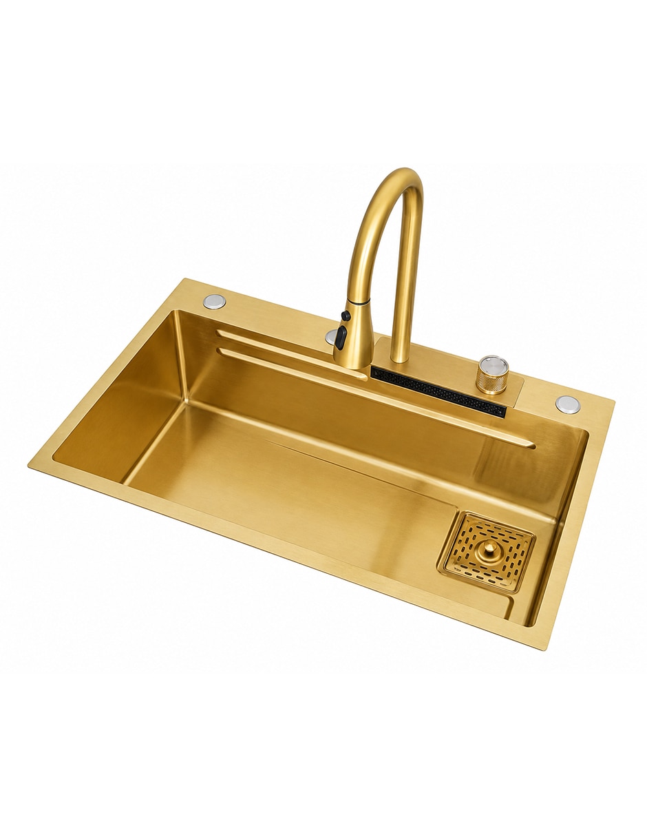Tarja 1 tina de acero inoxidable Maxims con escurridor Gold