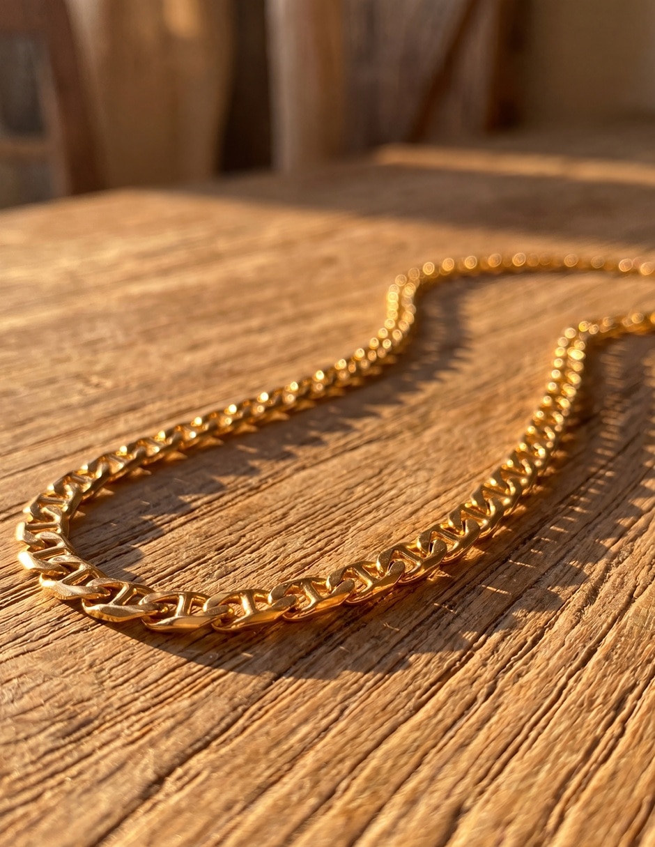 Cadena de eslabones horoz de latón 18 k