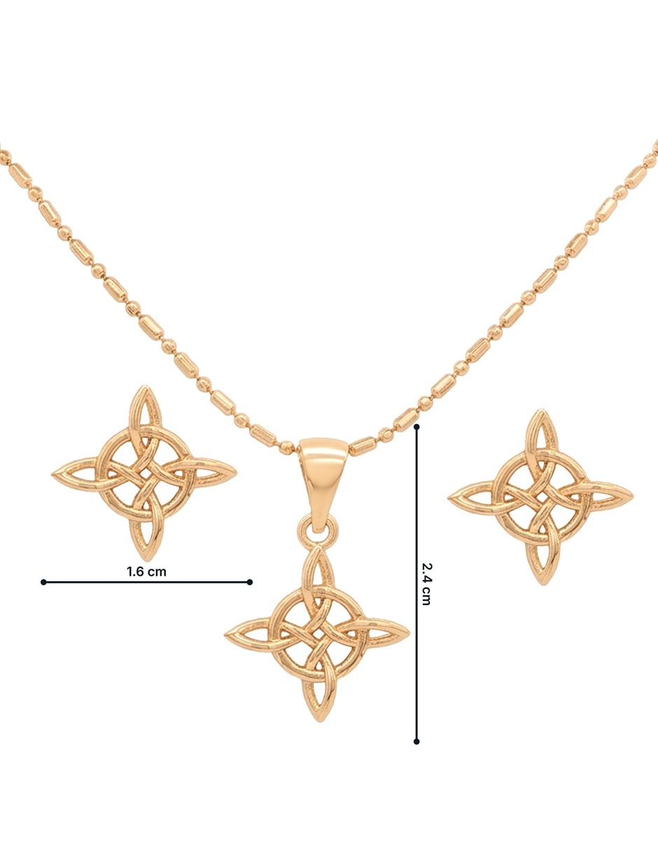 Set de collar y aretes horoz de latón 18 k