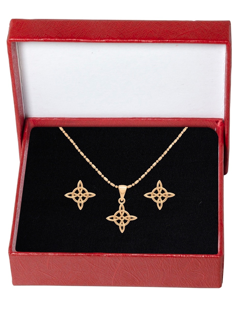 Set de collar y aretes horoz de latón 18 k