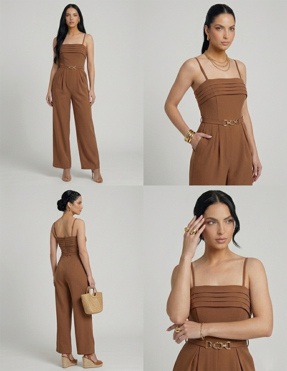 Jumpsuit Lucky Clover casual estampado liso para mujer