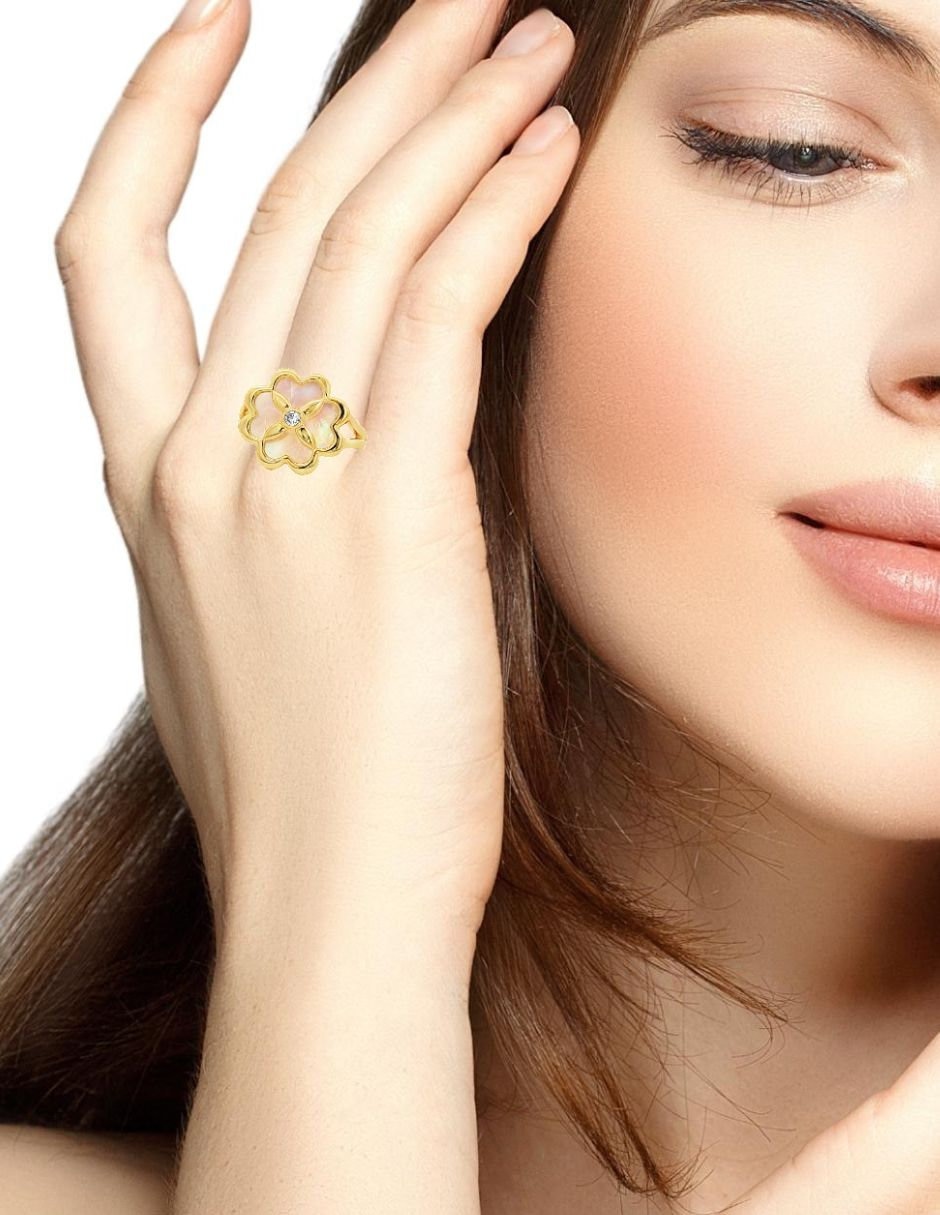 Anillo y pulsera anillo trébol perla 4