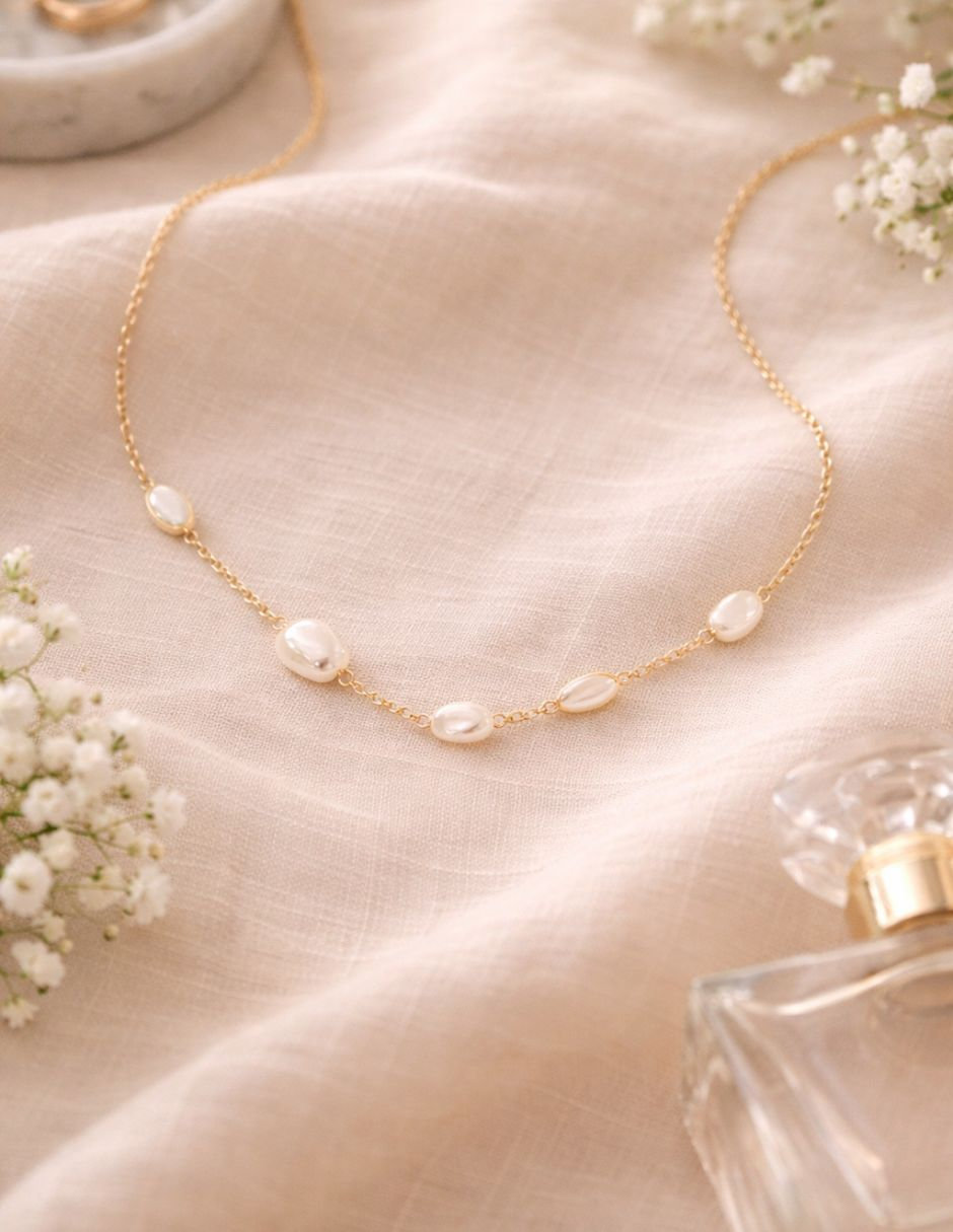 Collar y pulsera ablime joyería madre perla