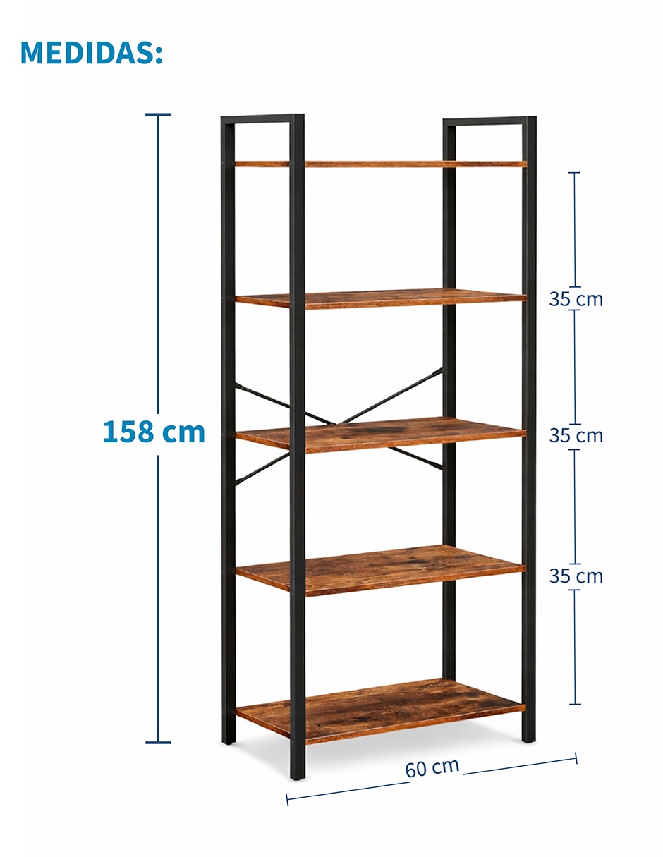Librero armable 5 niveles de MDF 8