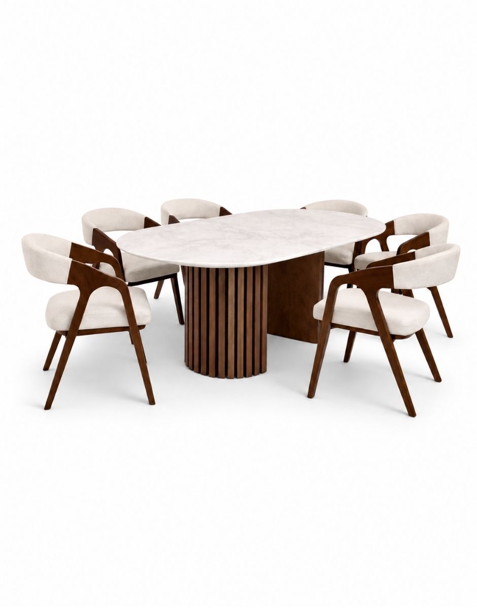Comedor Olimpia para 6 personas de mármol Comedor Olimpia para 6 personas de mármol