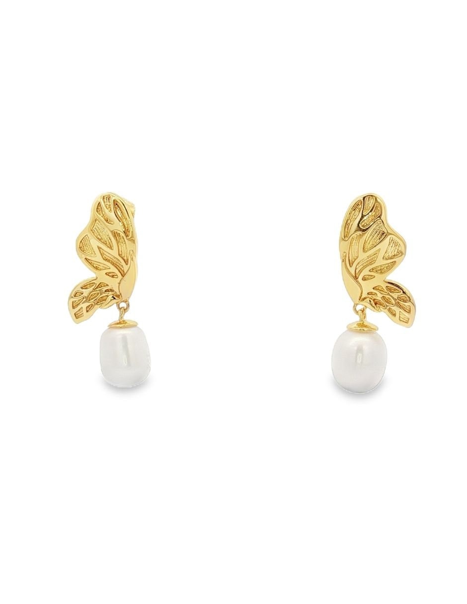 Aretes arete mariposa perla 2