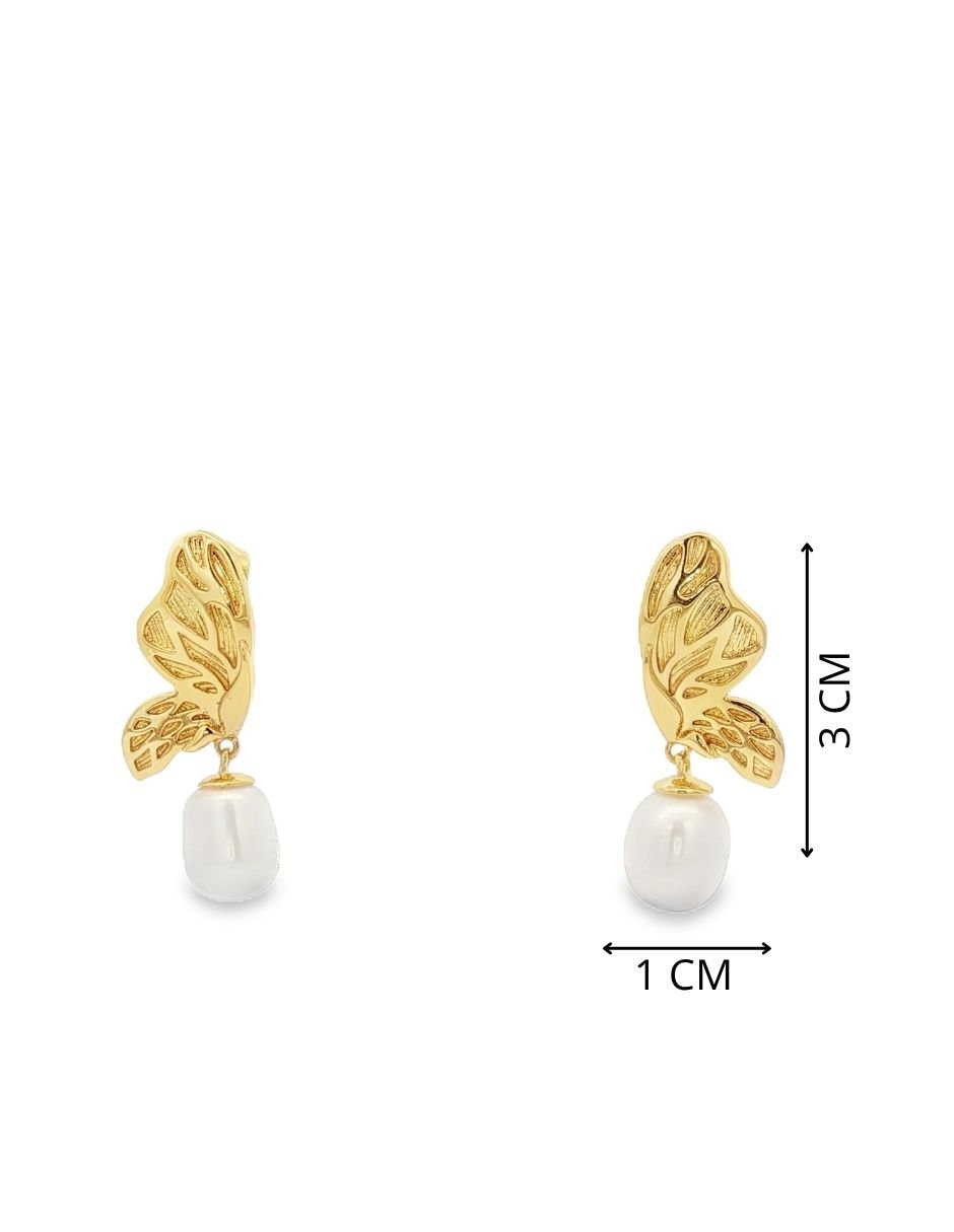 Aretes arete mariposa perla 5