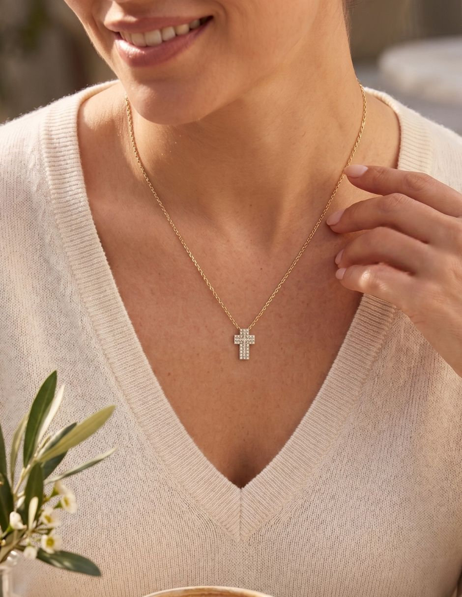 Collar y pulsera cruz zirconia 6