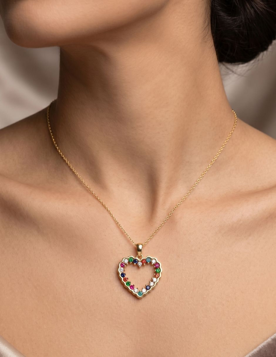 Collar y pulsera parisa joyería corazón color