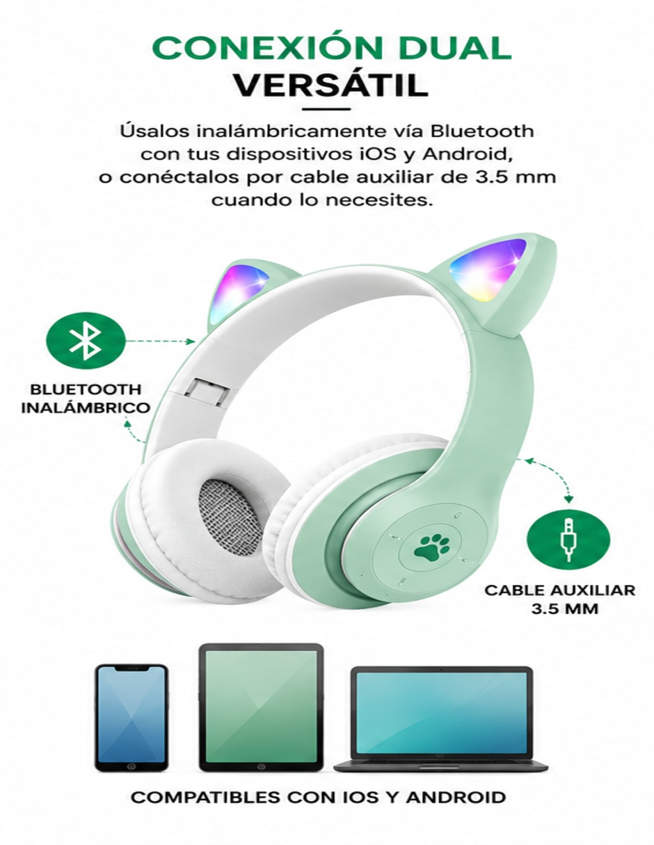 Audífonos de diadema Moreka alámbricos e inalámbricos