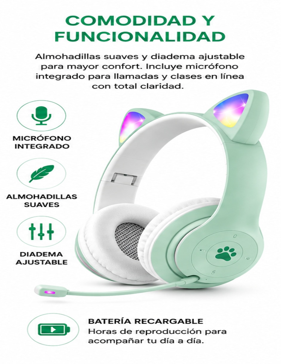 Audífonos de diadema Moreka alámbricos e inalámbricos