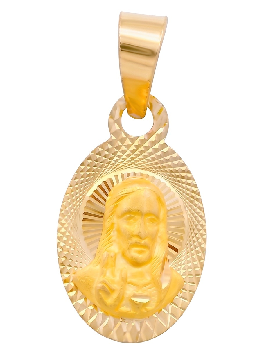Medalla de ovalada horoz sagrado corazón de oro 10 k