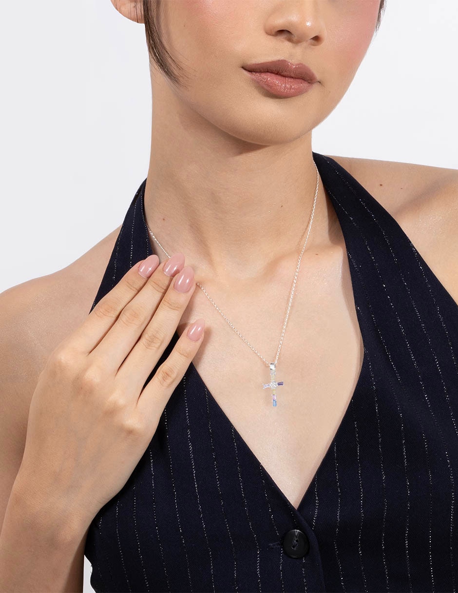 Collar con dije de cruz Unlimited By Ob de plata P 925
