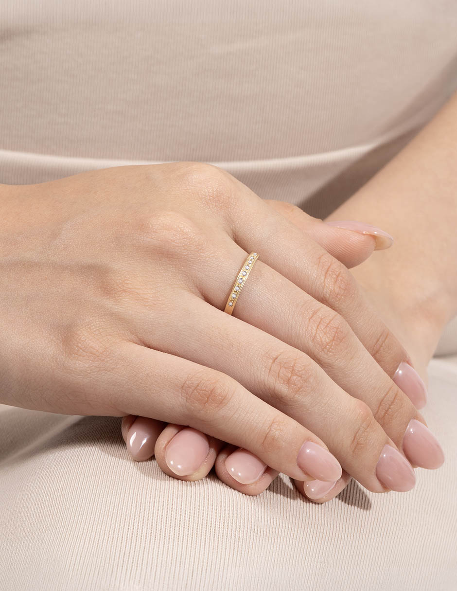 Anillo con gema Unlimited By Ob 10 k de oro amarillo zirconia pulido