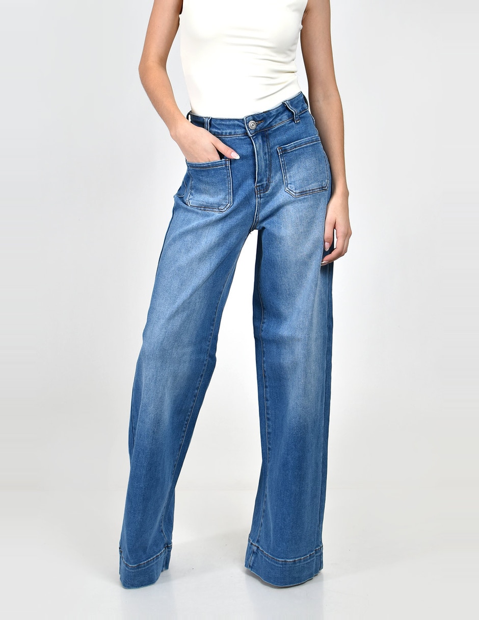 Jeans regular baggy cintura alta para mujer 3