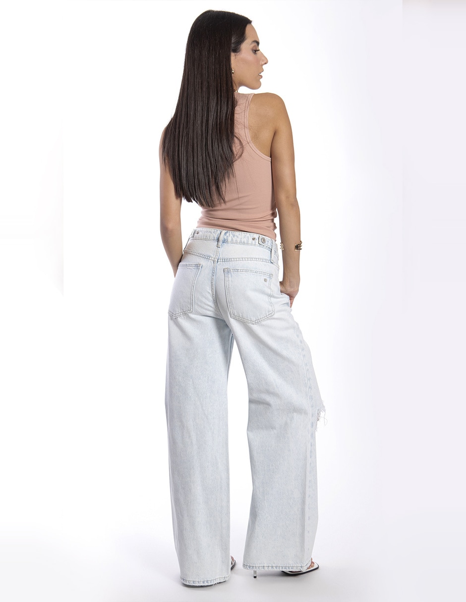 Jeans regular relajado cintura alta para mujer 5