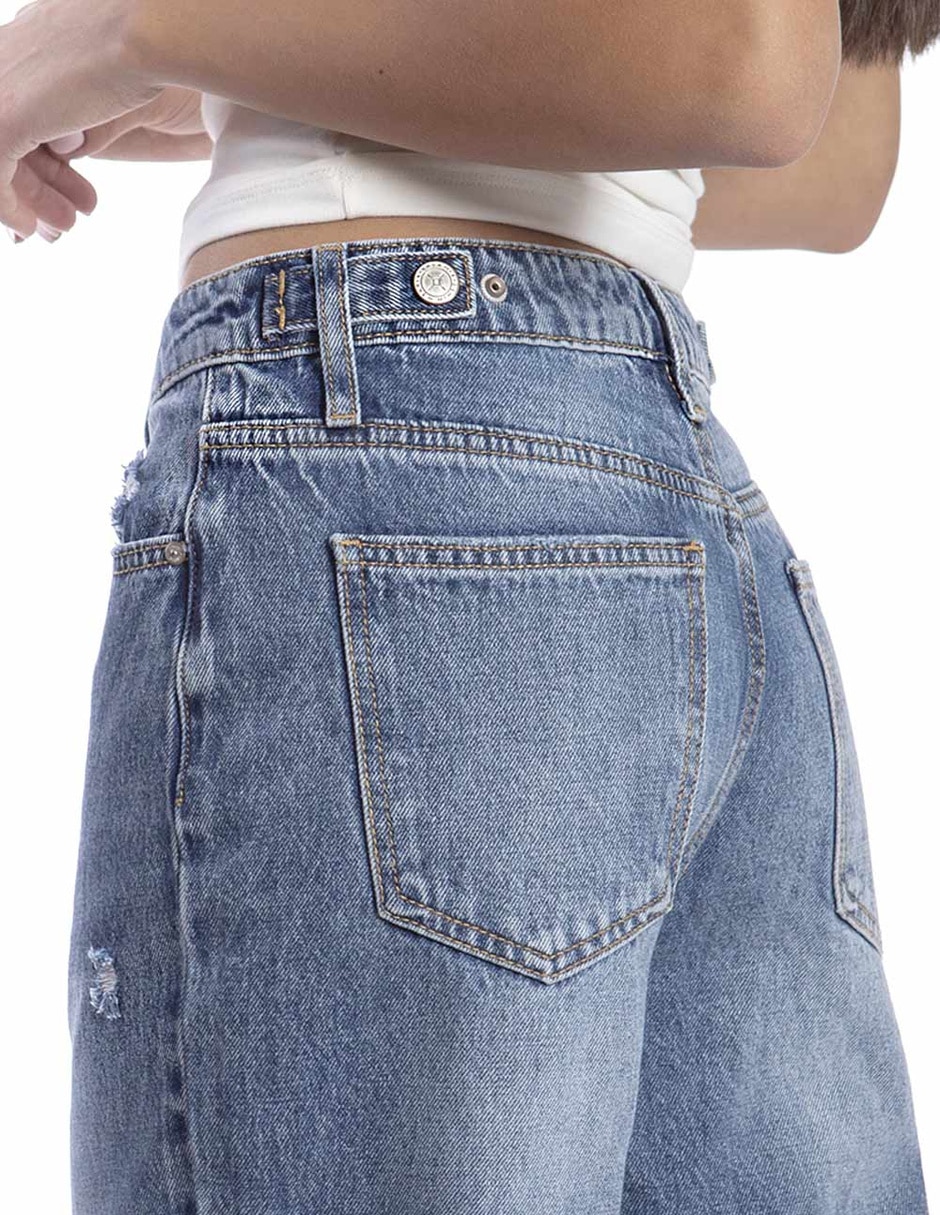 Jeans regular wide leg cintura alta para mujer 5
