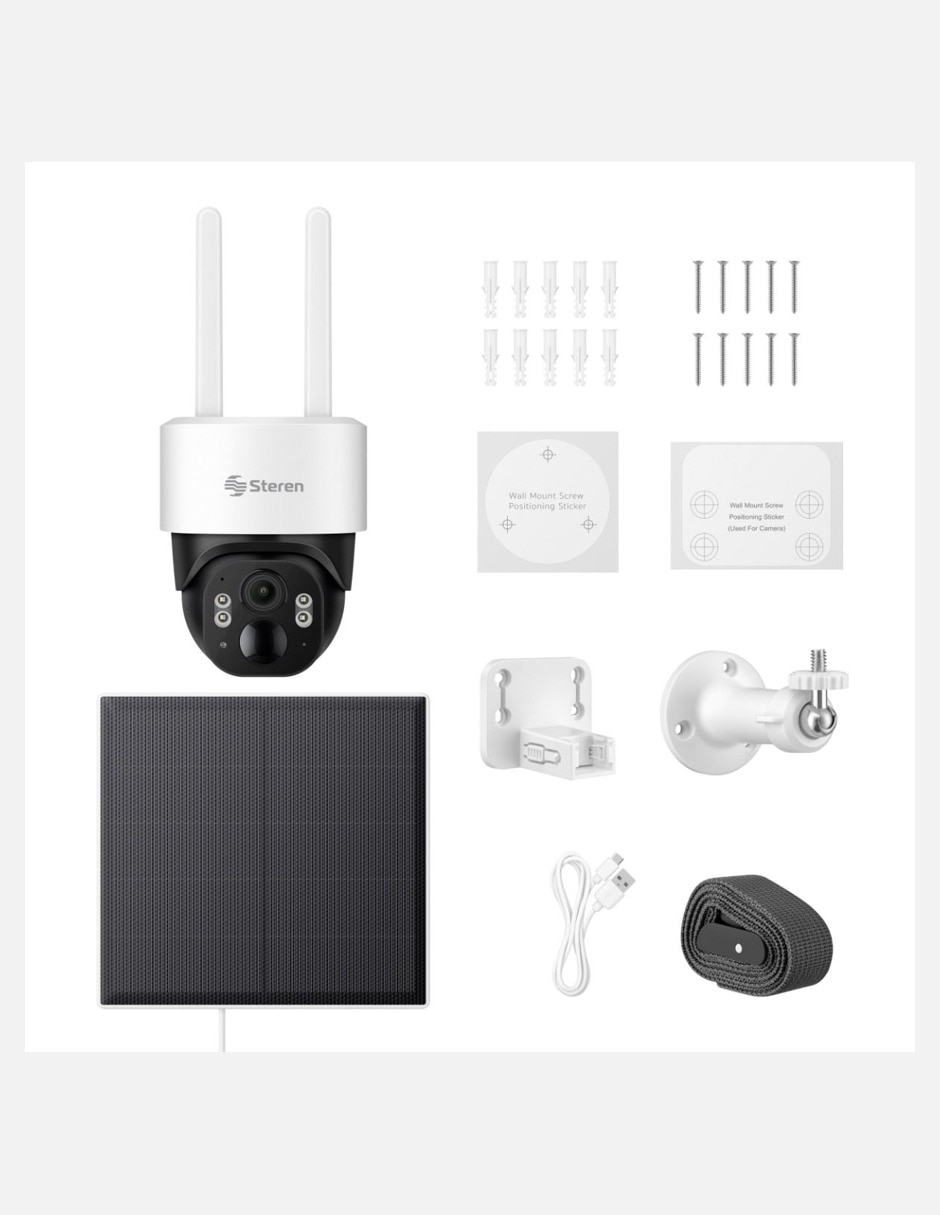 Cámara solar 4G de seguridad Steren inalámbrica 2k 120° con capacidad de grabar para exterior