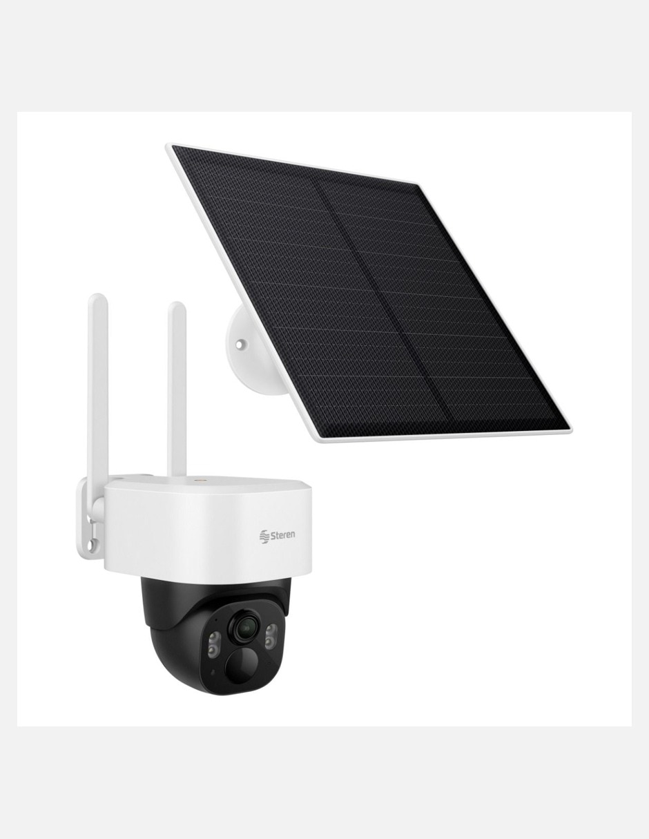 Cámara solar 4G de seguridad Steren inalámbrica 2k 120° con capacidad de grabar para exterior