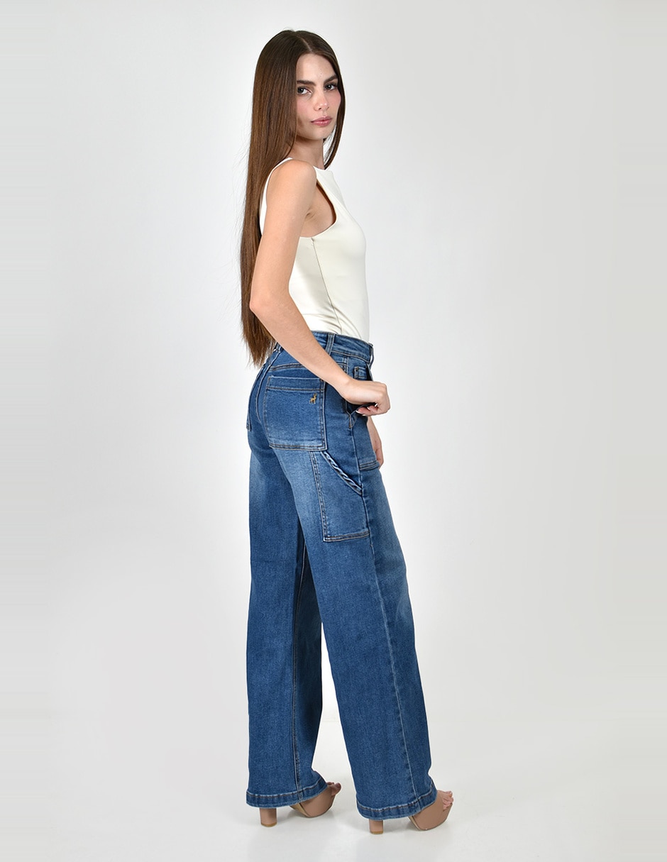 Jeans carpenter wide leg cintura alta para mujer 2