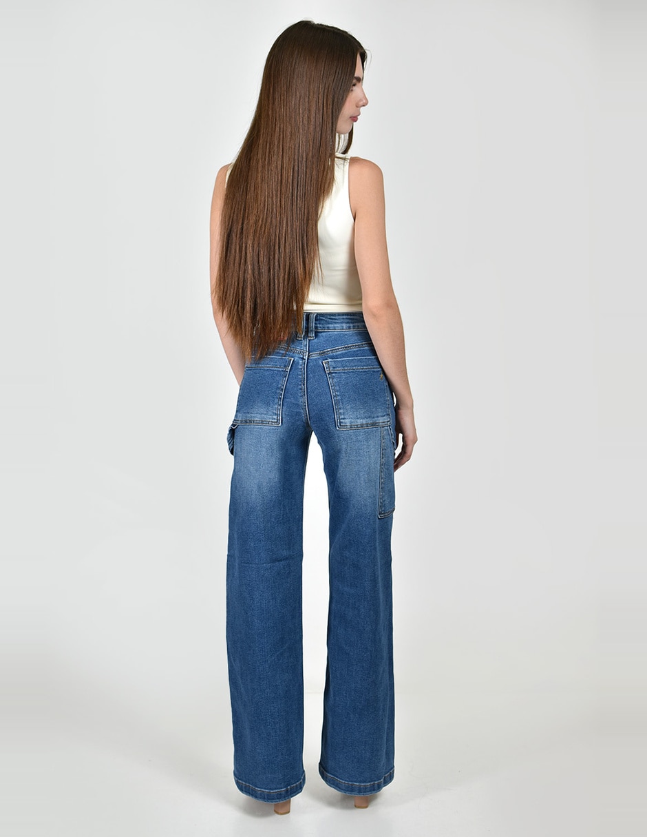 Jeans carpenter wide leg cintura alta para mujer 5